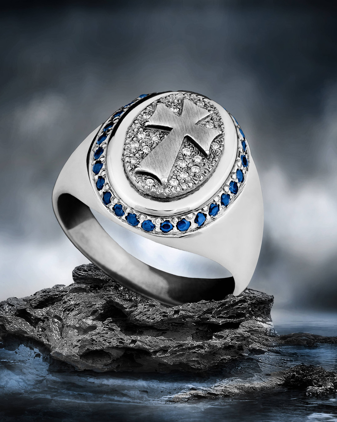 Ανδρικό δαχτυλίδι από ασήμι 925 με ζιργκόν product image